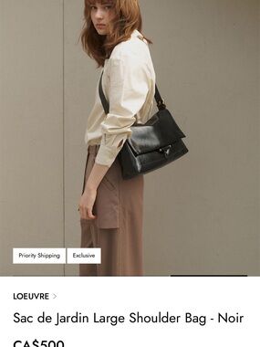 Loeuvre Sac Du Jardin Large Black Leather Shoulder Bag